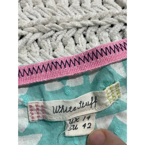 White Stuff Rae Organic Vest Cotton Geometric Button Blouse Shirt Womens Large - Picture 7 of 8